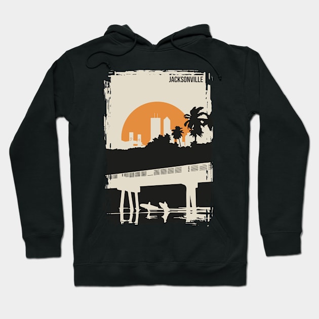 Jacksonville Vintage Minimal Florida Travel Poster Hoodie by jornvanhezik